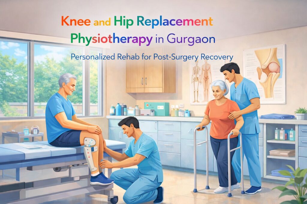 Knee and Hip Replacement Physiotherapy in Gurgaon with supervised rehabilitation exercises in modern clinic.