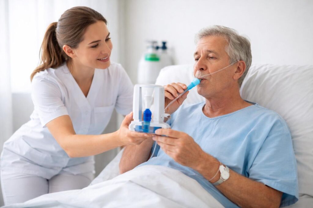 Cardiopulmonary physiotherapy breathing exercises for lung and heart rehabilitation at home